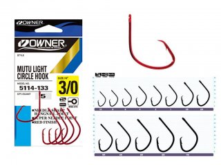 Owner Mutu Light Circle Hook Red, 5/0
